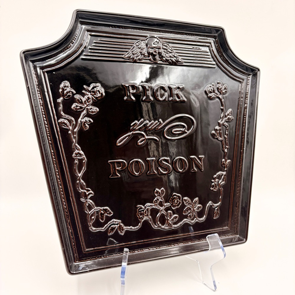 Threshold Halloween Pick Your Poison Stoneware Serving Plate Espresso Tombstone
